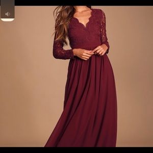 Lulus burgundy lace maxi dress